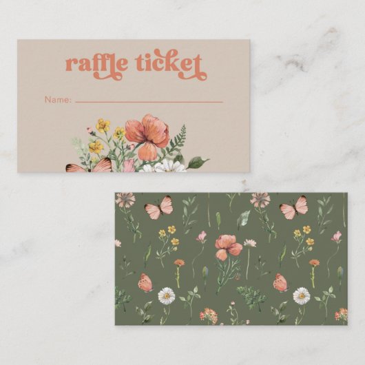 Raffle Ticket Wildflower Diaper Informatiekaartje (Voorkant / Achterkant)