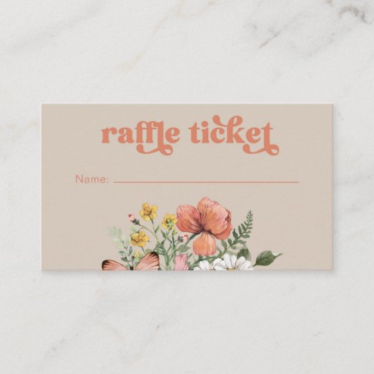 Raffle Ticket Wildflower Diaper Informatiekaartje (Voorkant)
