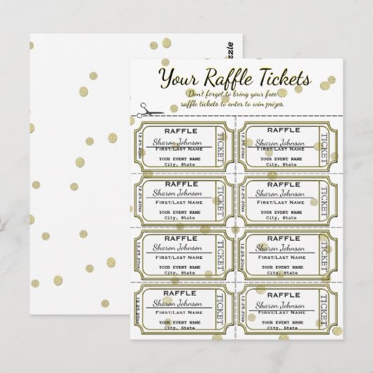 Raffle Tickets Golden Confetti Briefkaart (Voorkant / Achterkant)