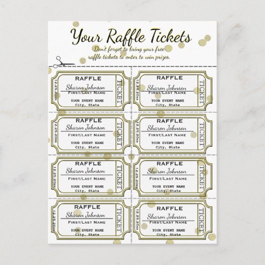 Raffle Tickets Golden Confetti Briefkaart (Voorkant)