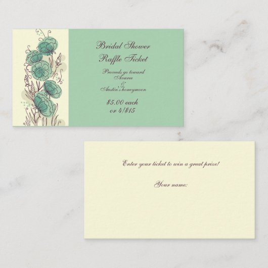 Raffle Tickets, groen en geel Vrijgezellenfeest Informatiekaartje (Voorkant / Achterkant)