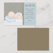 Raffle Tickets met blauw/bruin/ruw en luiend Baby Informatiekaartje (Voorkant / Achterkant)