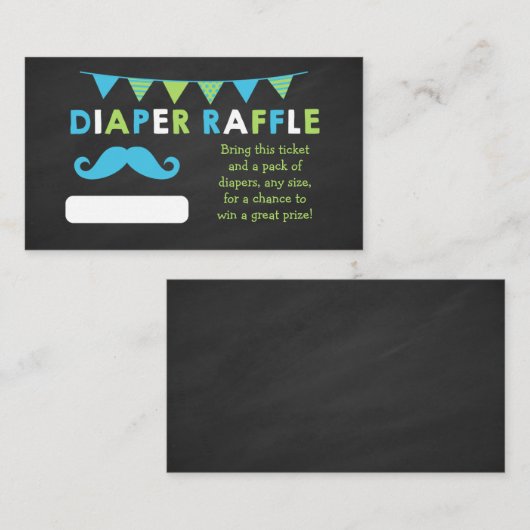 Raffle Tickets met blauw en groen karton Informatiekaartje (Voorkant / Achterkant)