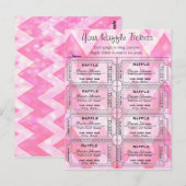Raffle Tickets Pink Chevron Briefkaart (Voorkant / Achterkant)