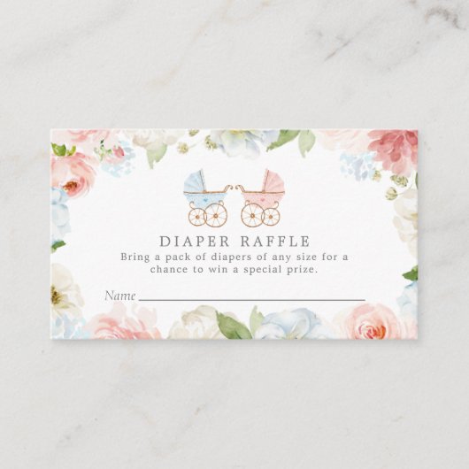 Raffle tussen roze en blauw luidop informatiekaartje (Voorkant)