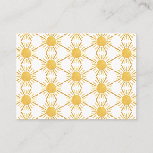 Raffle voor zonnebrandcrème, Baby shower met zonne Informatiekaartje (Achterkant)