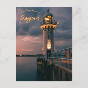 Raffles Marina Lighthouse in Singapore Briefkaart