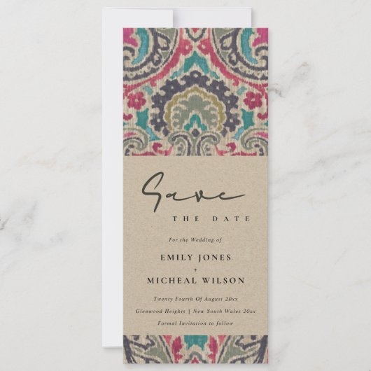 RAFT BOHO TRIBAL IKAT PINK BLAUWGROEN BEWAREN DE D KAART (Voorkant)