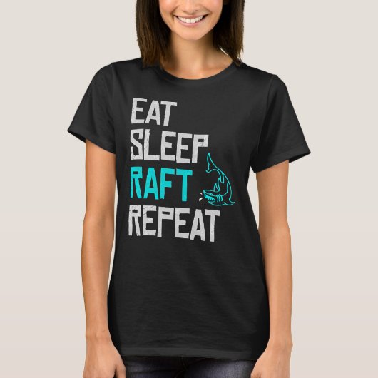 Raft Game Eat Sleep Raft Herhaal Funny Shark Attac T-shirt (Voorkant)