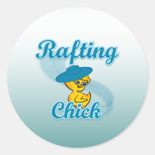 Rafting Chick #3 Ronde Sticker (Voorkant)