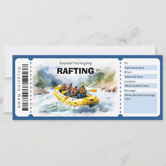 Rafting Experience Ticket Cadeaubon Kaart (Voorkant)