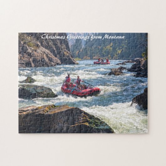 Rafting Montana.Kerstgroeten Legpuzzel (Horizontaal)
