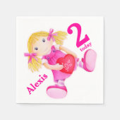 Rag doll art meisjes 2e verjaardag napkins servetten (Voorkant)