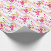 Rag doll art voegt jouw naam meisjes 1 verjaardag  cadeaupapier (Hoek)