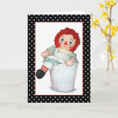 Rag Doll Birthday met Polka Dots Kaart (Gele Bloem)