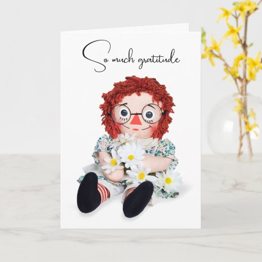 Rag Doll en Daisy Boeket Dank u Kaart (Gele Bloem)