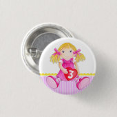 Rag doll girl op 3-jarige leeftijd ronde button 3,2 cm (Voorkant /achterkant)