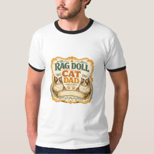 Rag Doll Kat Vader Retro Kat Liefhebber T-shirt