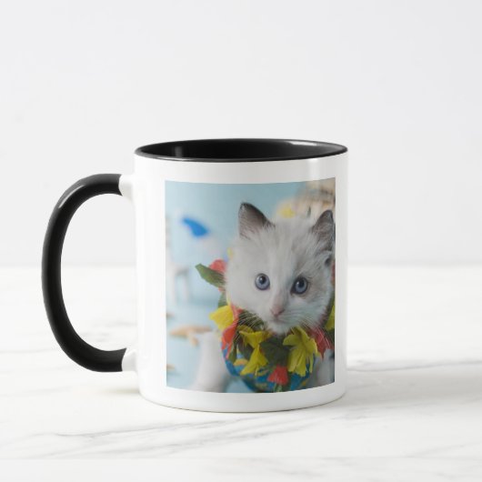 Rag Doll Kitten en Summer Vacation Mok (Links)