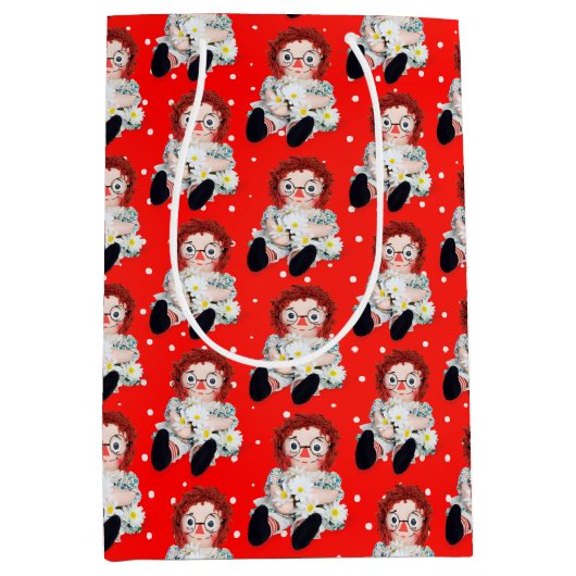 Rag Doll met Daisies op Polka Dots Medium Cadeauzakje (Voorkant)