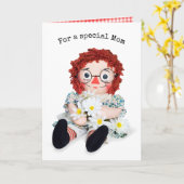 Rag Doll met Daisy Bouquet voor mam Kaart (Gele Bloem)