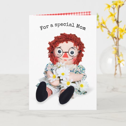 Rag Doll met Daisy Bouquet voor mam Kaart (Gele Bloem)