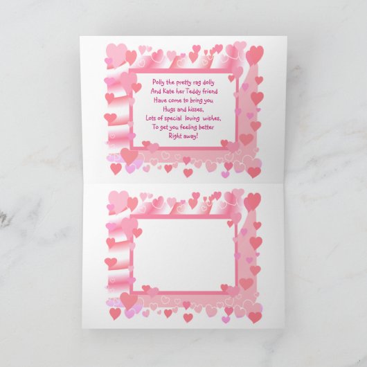 RAG DOLL & TEDDY Get Well Kaart (Binnen)