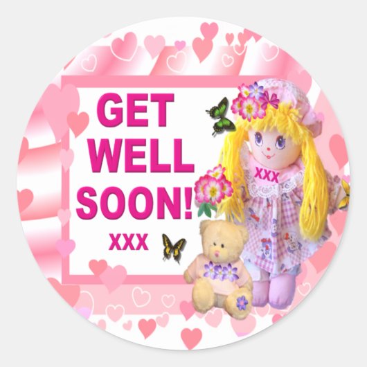 RAG DOLL & TEDDY Get Well Stickers (Voorkant)