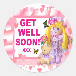 RAG DOLL & TEDDY Get Well Stickers