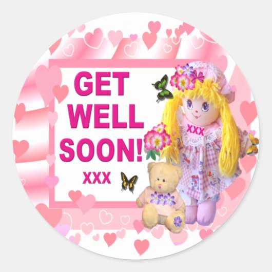 RAG DOLL & TEDDY ~ Get Well Stickers (Voorkant)
