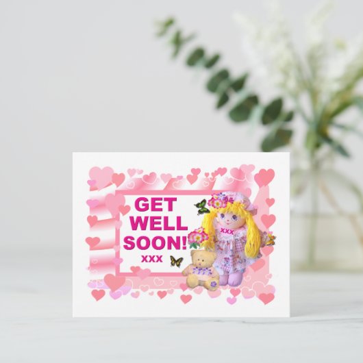 RAG DOLL & TEDDY krijgen goed Briefkaart (Staand voorkant)