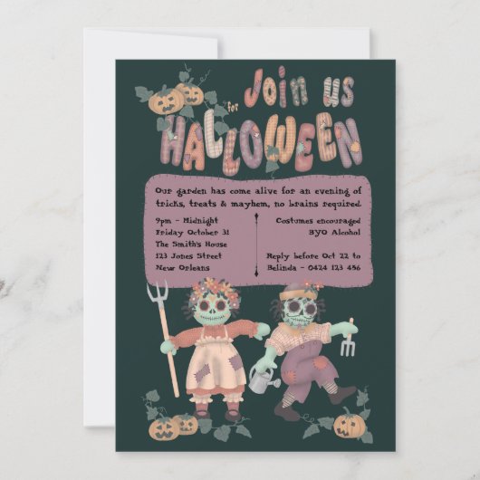 Rag Doll Zombies - Halloween Uitnodiging (Voorkant)
