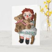 Rag pop aan je denken kaart (Gele Bloem)