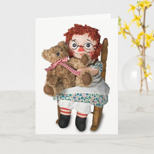 Rag pop aan je denken kaart (Gele Bloem)