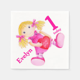 Rag pop art meisjes 1e verjaardag servetten