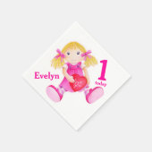 Rag pop art meisjes 1e verjaardag servetten (Hoek)