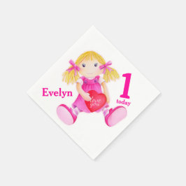 Rag pop art meisjes 1e verjaardag servetten
