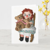 Rag-pop en teddybeer kaart (Gele Bloem)