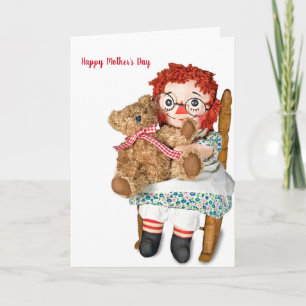 Rag pop en teddybeer Moederdag Kaart
