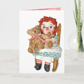 Rag-pop en teddybeer op de stoel kaart (Voorkant)