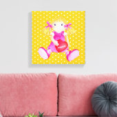 Rag pop meisjes gepersonaliseerde gele kinderkamer canvas afdruk (Insitu (Woonkamer))