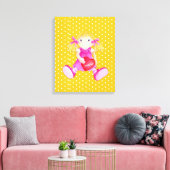 Rag pop meisjes gepersonaliseerde gele kinderkamer canvas afdruk (Insitu (Woonkamer))