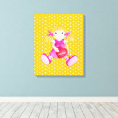 Rag pop meisjes gepersonaliseerde gele kinderkamer canvas afdruk (Insitu (Houten vloer))