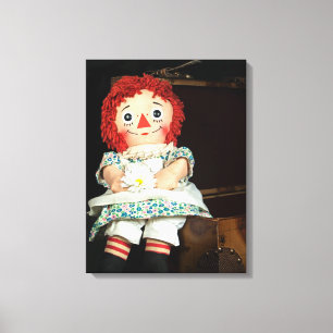 Rag-pop met koffer canvas afdruk