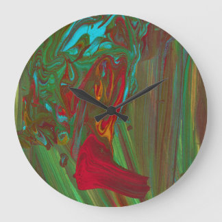 Rag To Riches 1 Bold Red Green Abstract Wall Clock Grote Klok