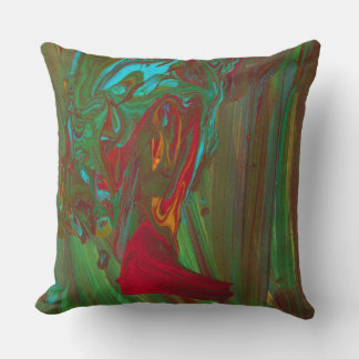Rag To Riches 1 Red Green Abstract Accent Pillow Kussen
