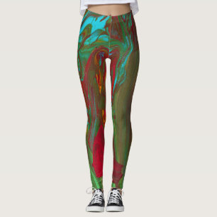 Rag To Riches 1 Vette Rode Groene Abstracte Leggin Leggings