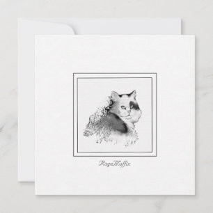RagaMuffin Cat Charcoal Sketched Notitiekaartje