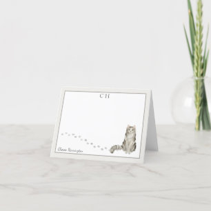 Ragamuffin Cat Gray Border Monogram Naam ingevuld Bedankkaart