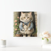 Ragamuffin Cat Vierkante Klok (Huis)